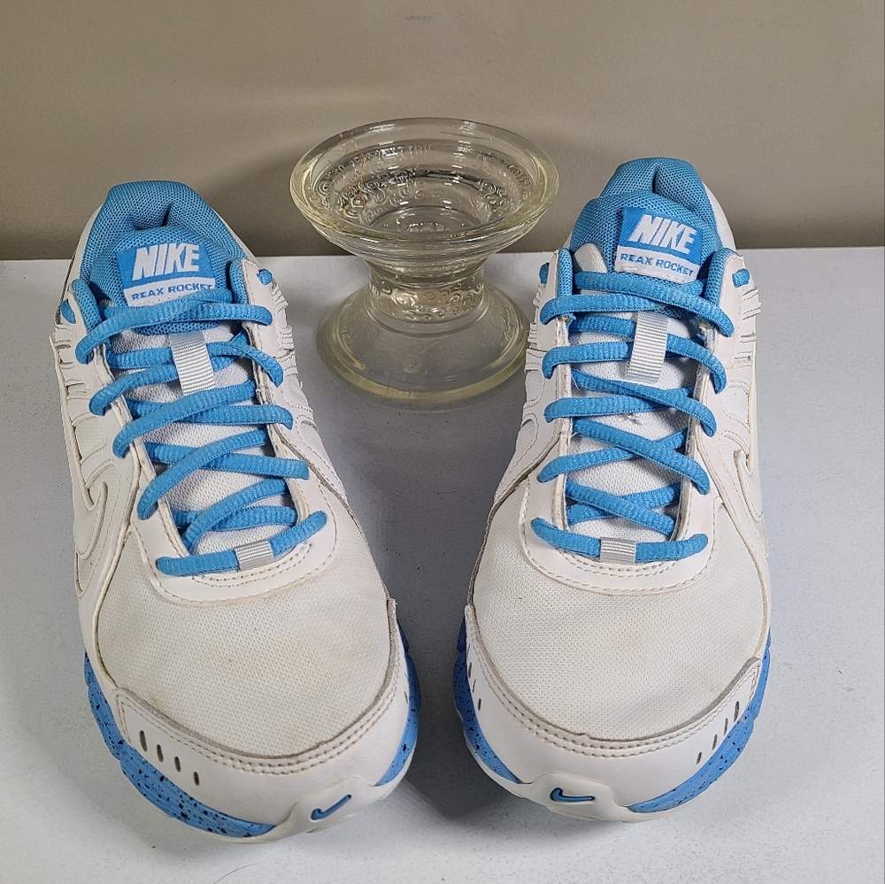 Nike Reax Rocket Women's running shoe's Size 6.5 white + blue